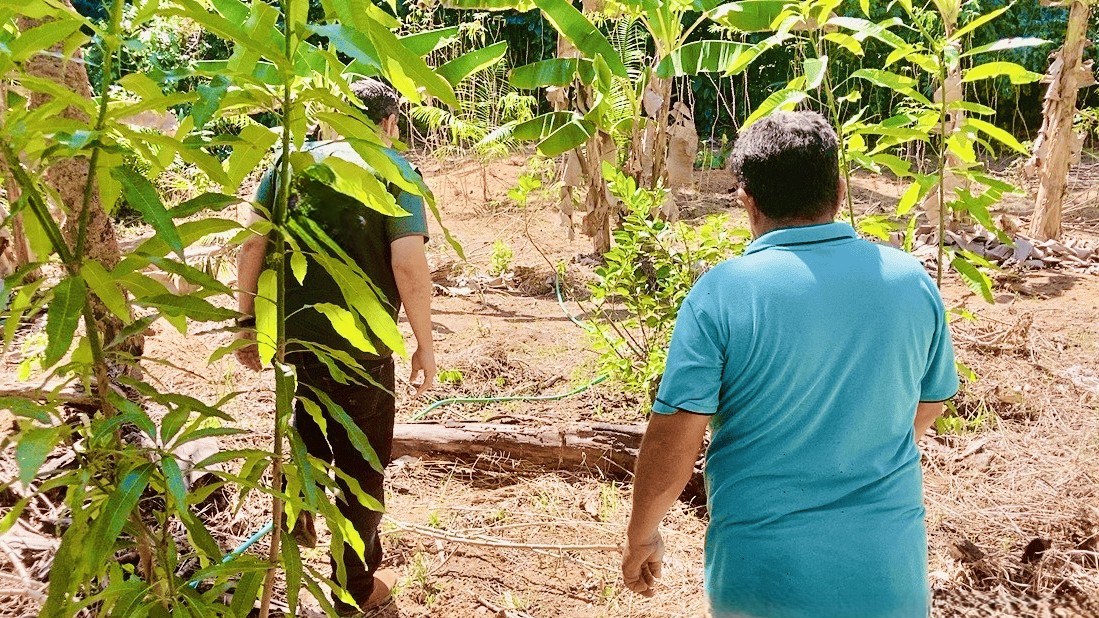 Técnico em campo com agricultor local